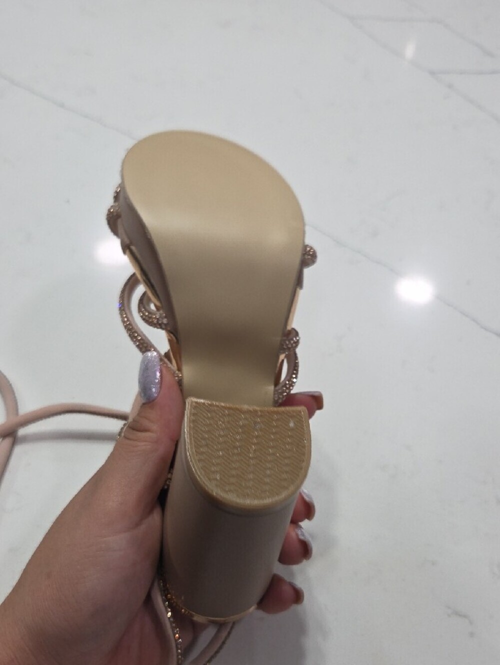 Tie Up Heel Sandals Tan And And Ringstones Multi Sizes Available New !! - Picture 6 of 7